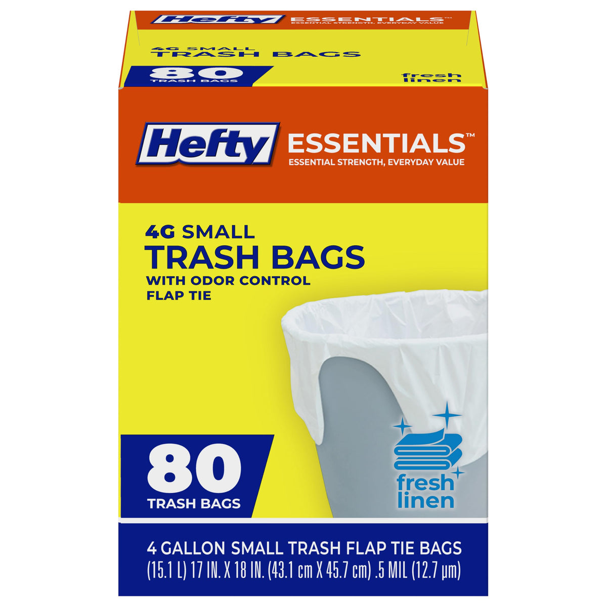 4 Gallon Trash Bags, White, Fresh Linen Scent, 80ct N743