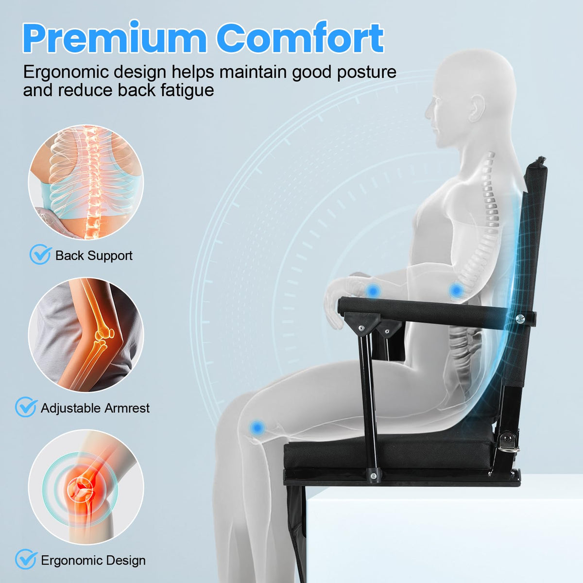 2 Pcs Folding Stadium Seat with Cup Holder A476