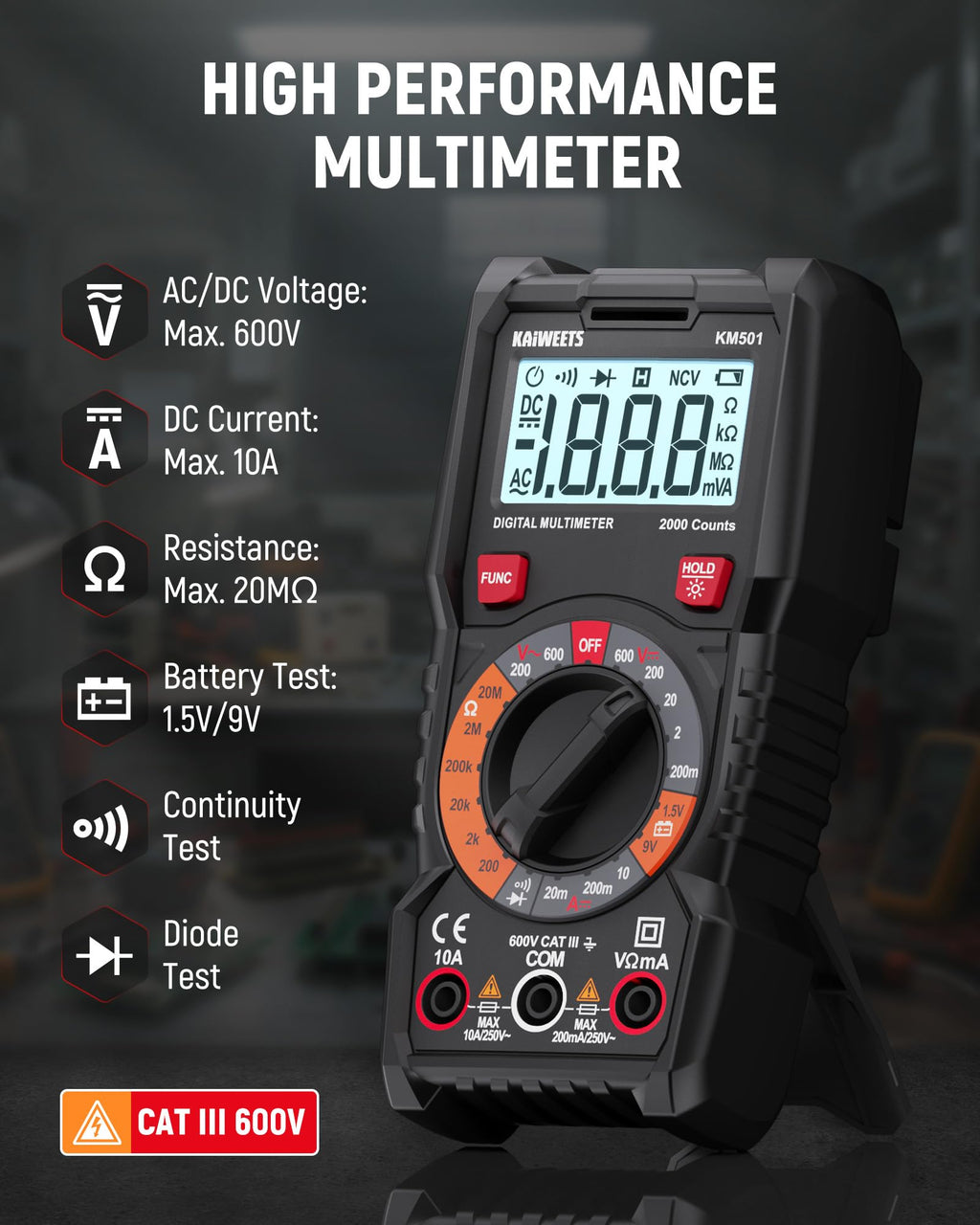 Digital Multimeter Non-Contact Voltage Tester GFCI Outlet Tester Kit F54235