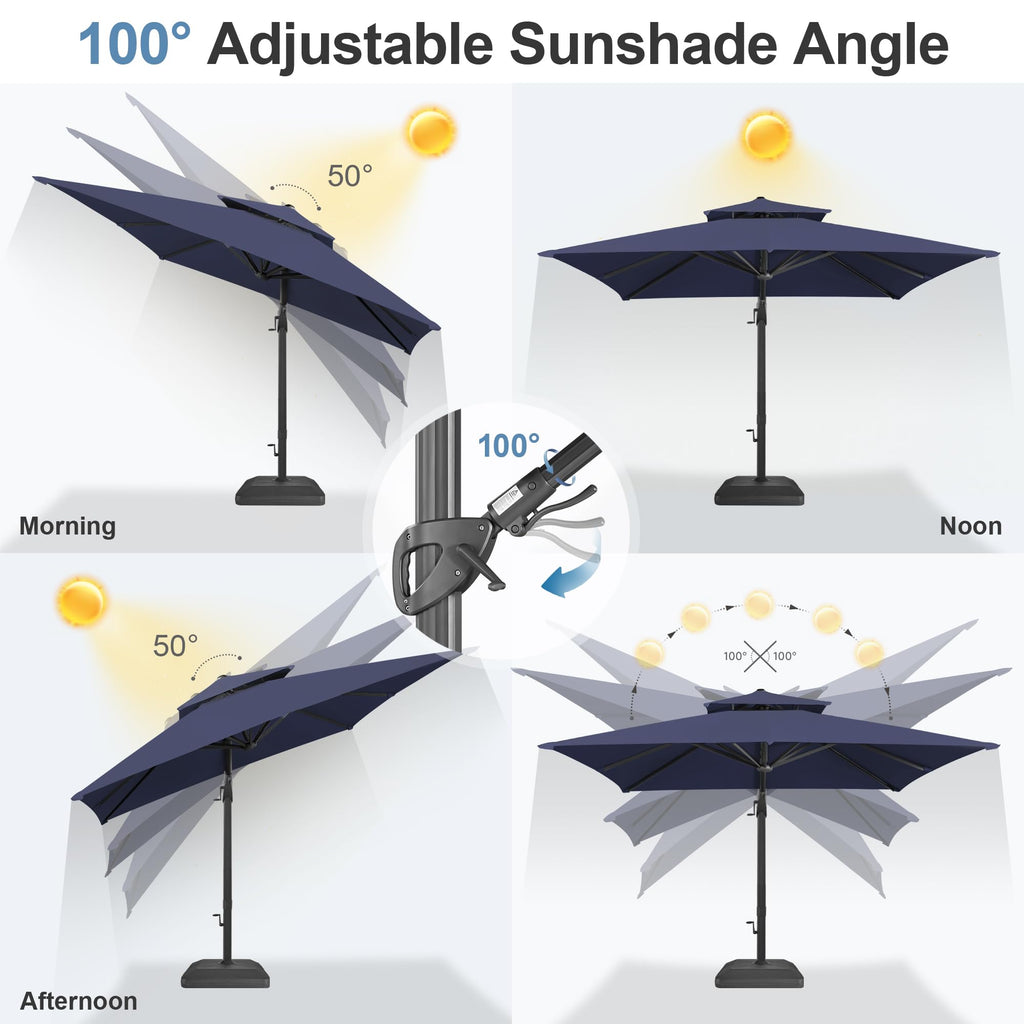 10x10 FT Square Navy Blue Cantilever Patio Umbrella X682502