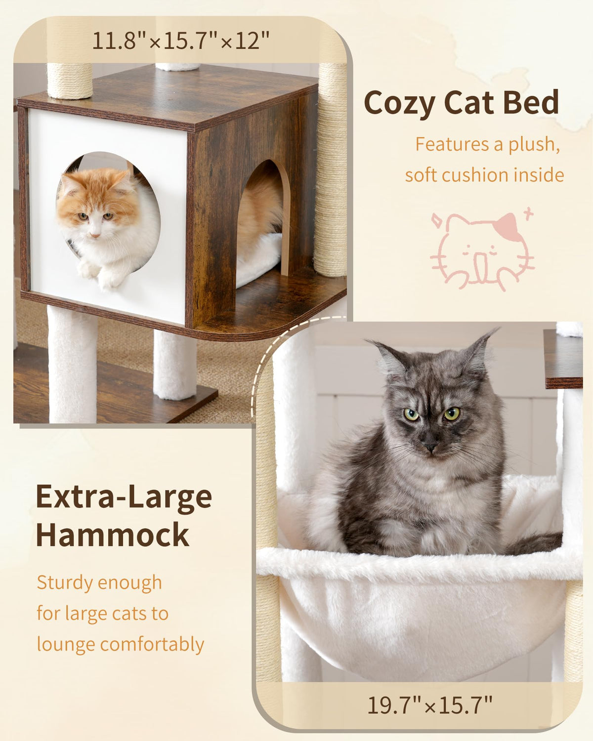 70.5" Wood Tall Cat Tree B8387