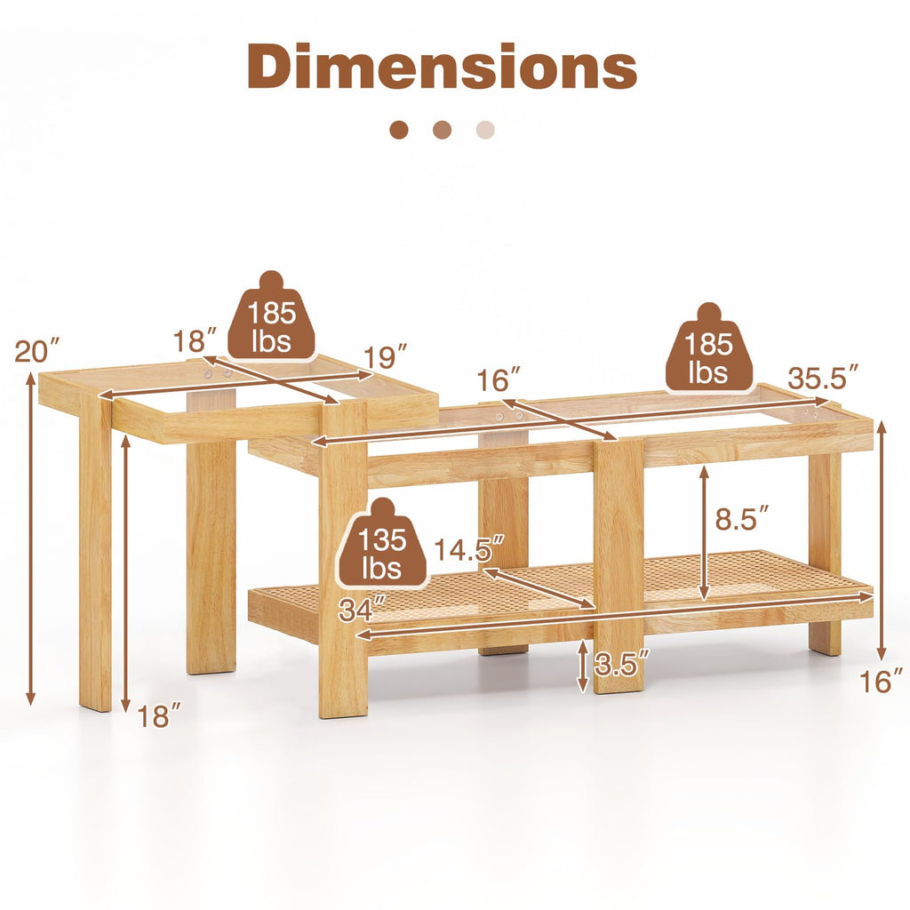 Nesting Coffee Table Set of 2 Rattan Tempered Glass R463976