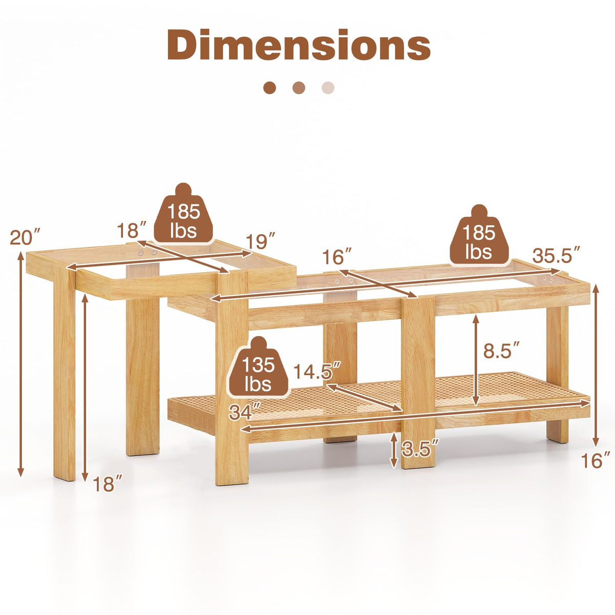 Nesting Coffee Table Set of 2 Rattan Tempered Glass R463976