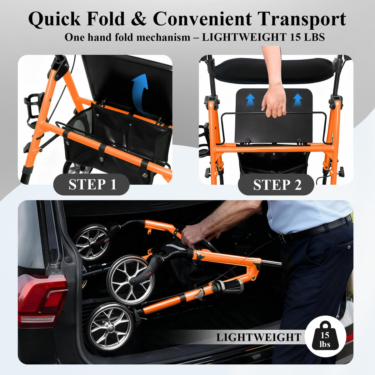 Ultra Lightweight Rollator Walker with Seat T652766
