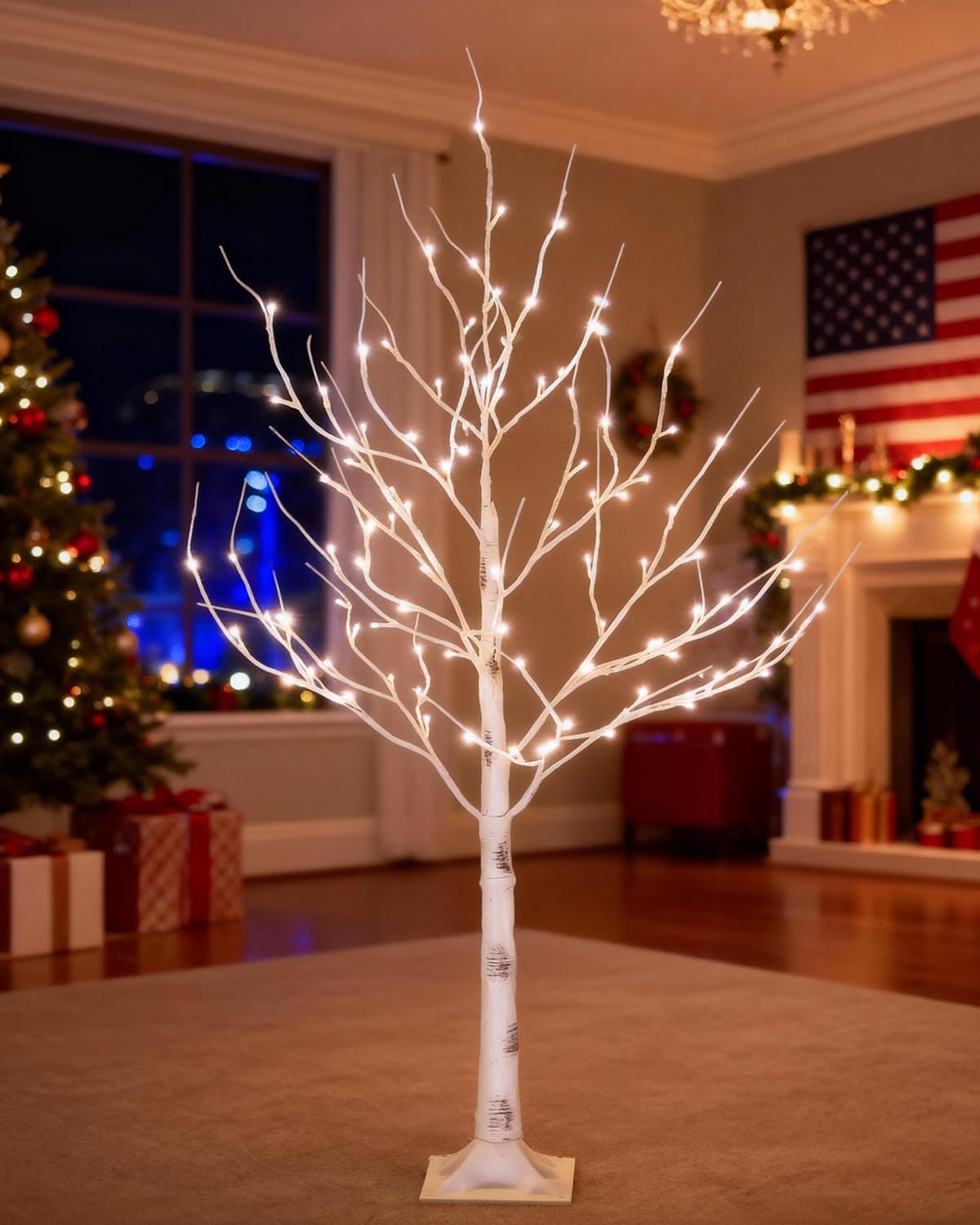 Lighted Birch Tree Set 4ft 6ft 8ft 512 Warm White LEDs F86059