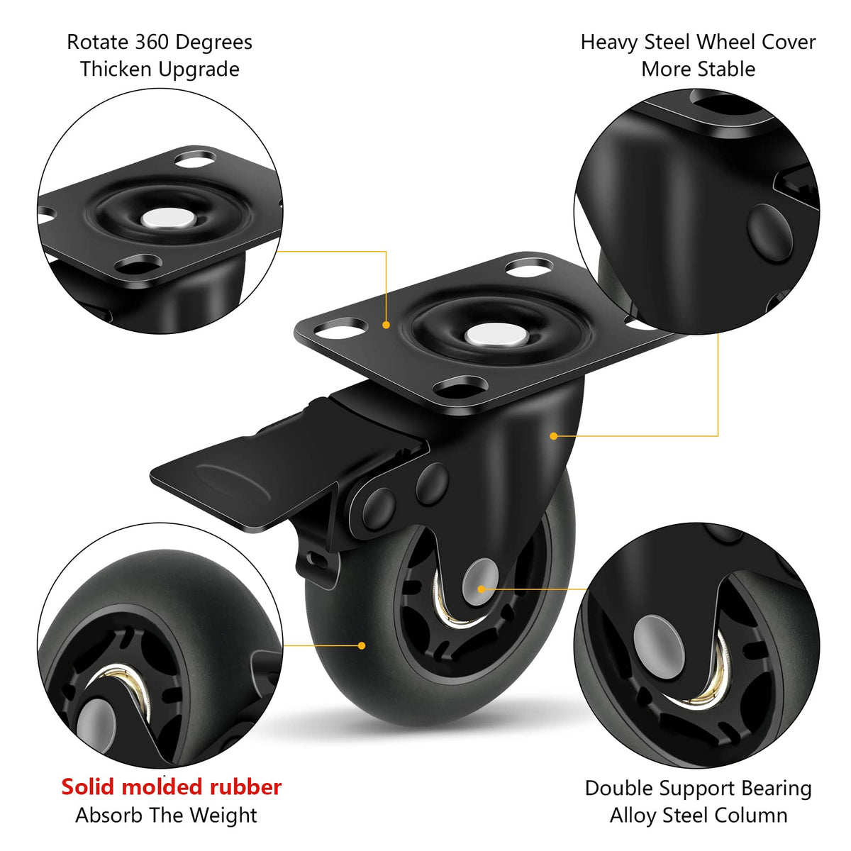 3” Lock Casters Set of 4 Heavy Duty J438