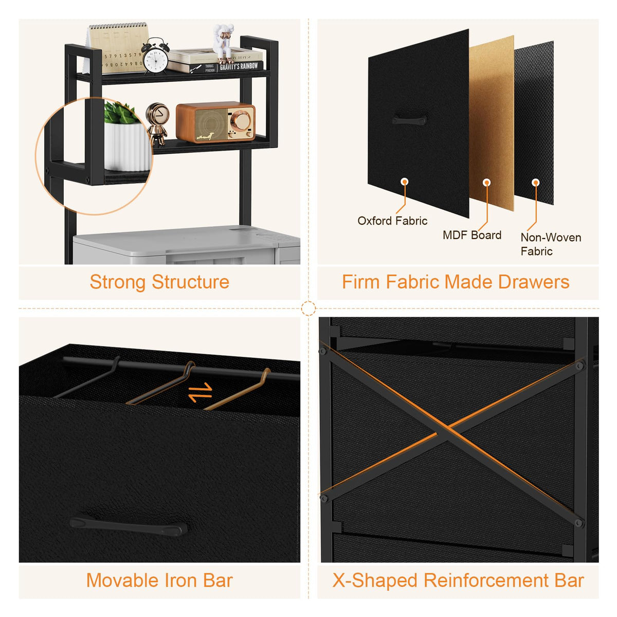 3 Drawer Tall File Cabinet with Extended Desktop, Black B126
