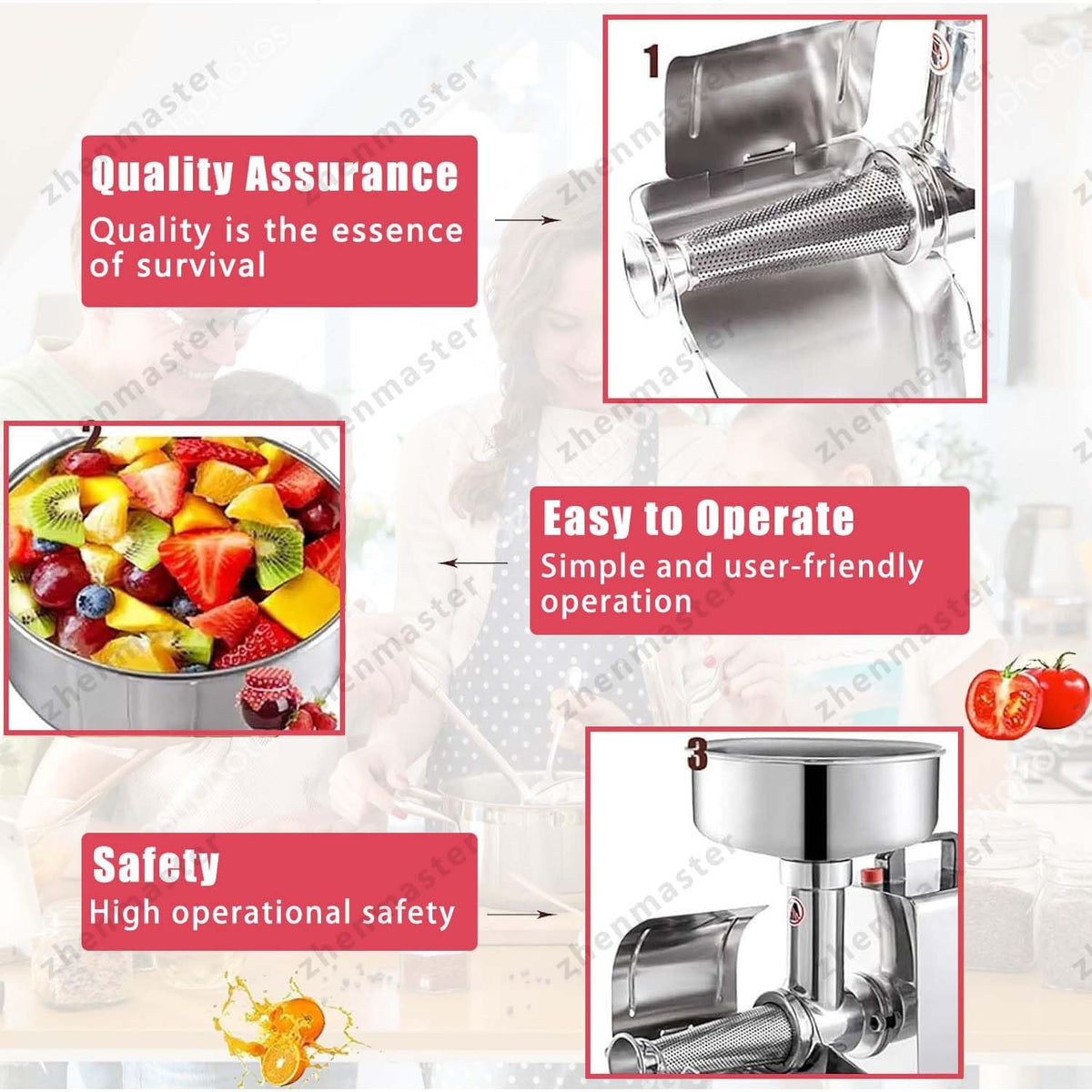 450W Electric Stainless Steel Tomato Strainer K764193