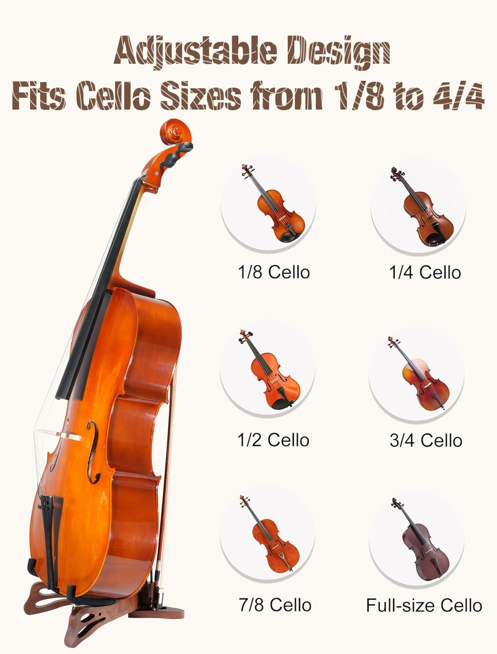Walnut Cello Stand with Bow Holder G1369