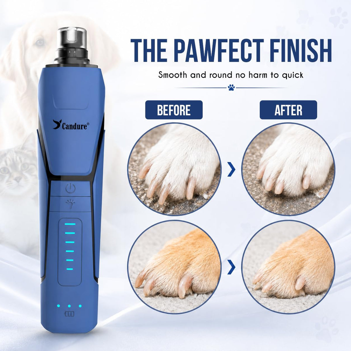 Quiet Rechargeable Dog Nail Grinder with LED Light T4635