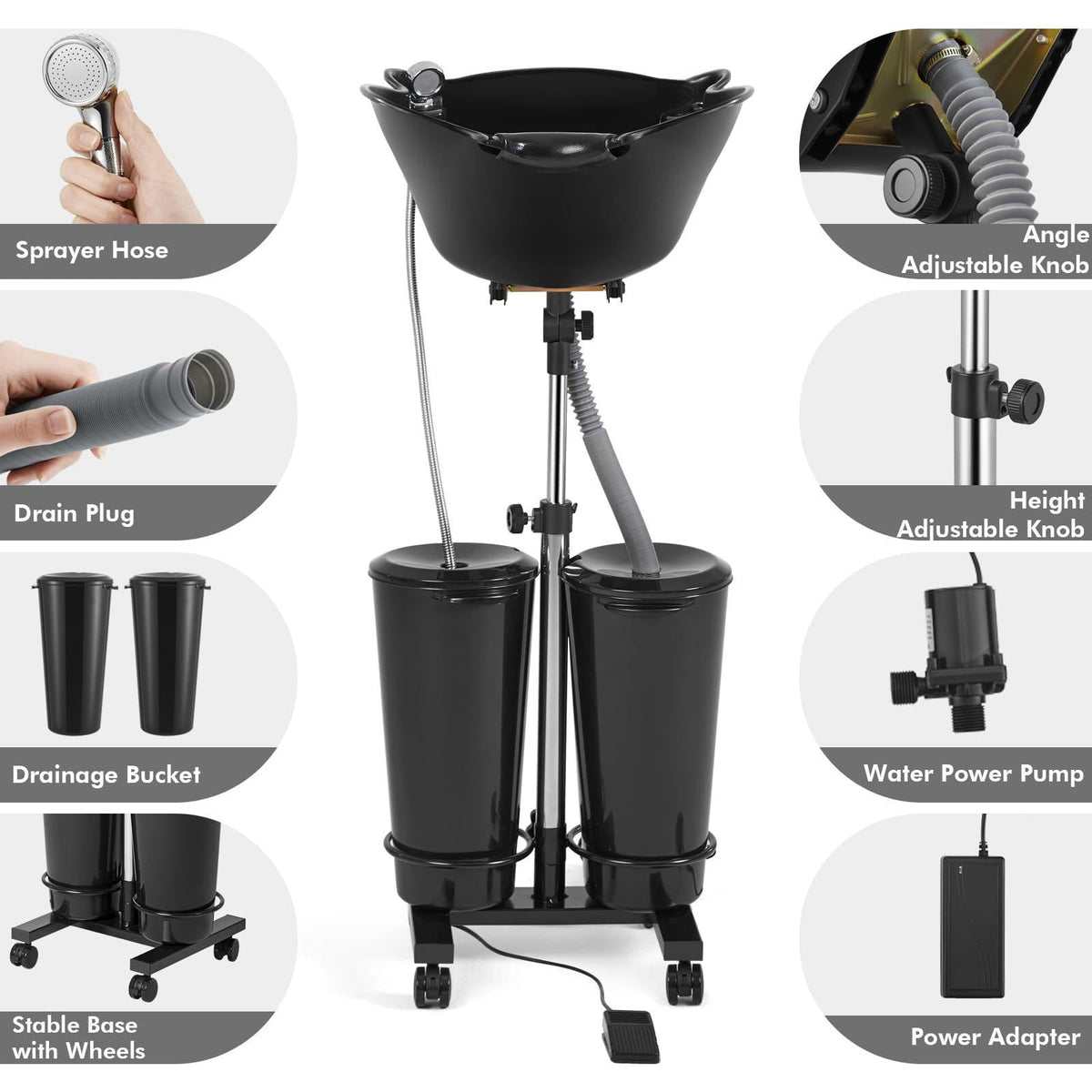 Portable Hair Washing Basin with Electric Pump L4173