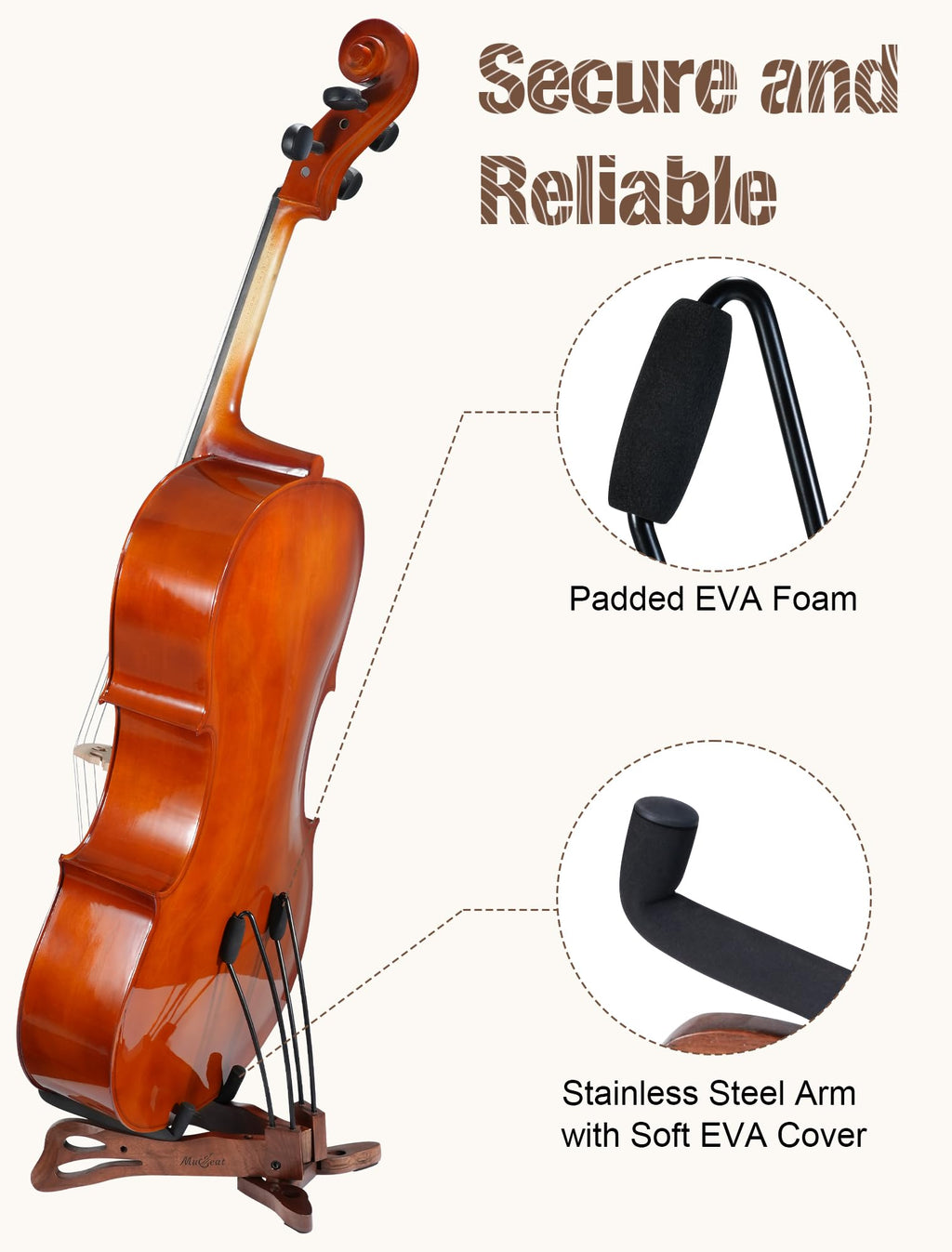 Walnut Cello Stand with Bow Holder G1369