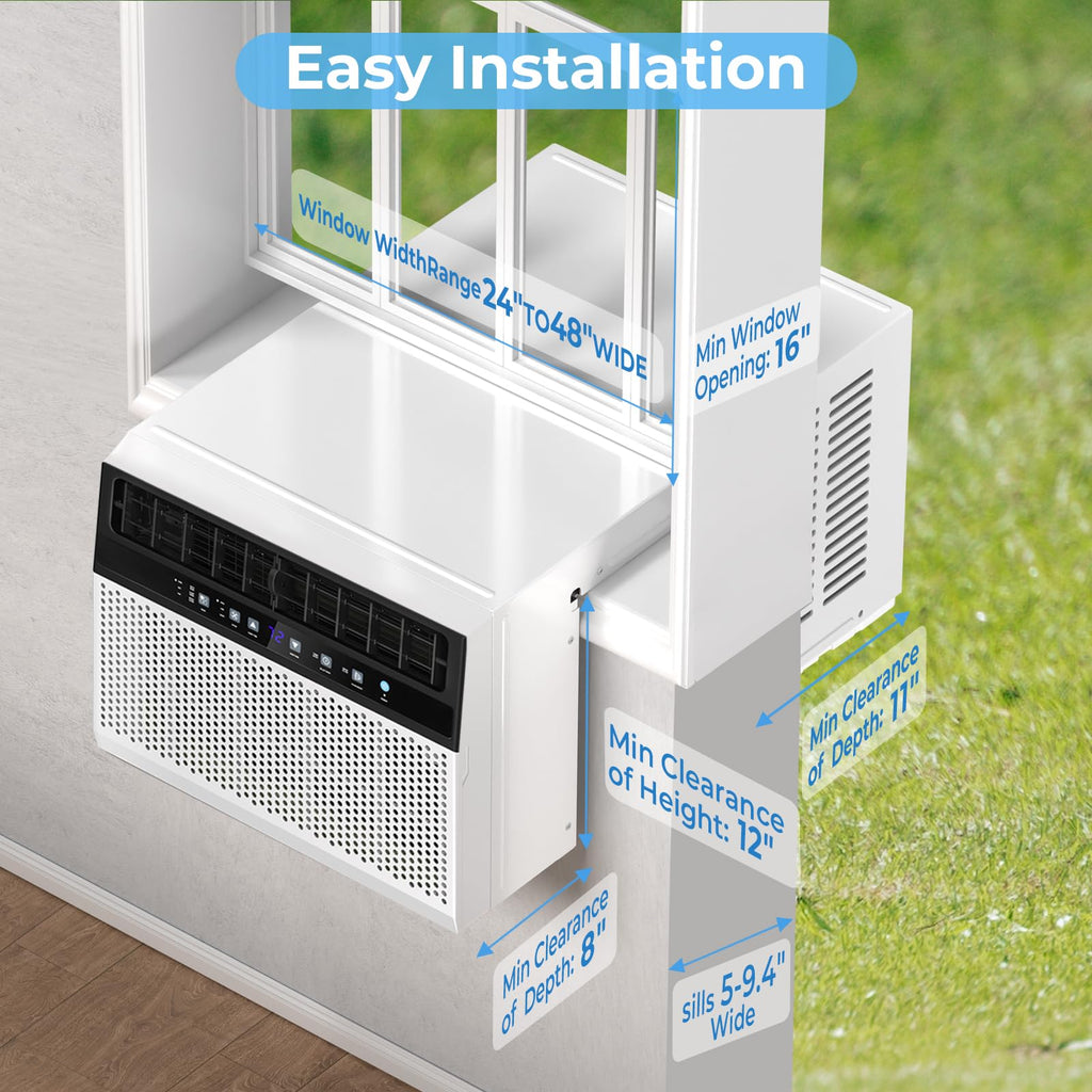 U-Shaped 10,000BTU Window Air Conditioner with Full Window View, Ivory White L944345
