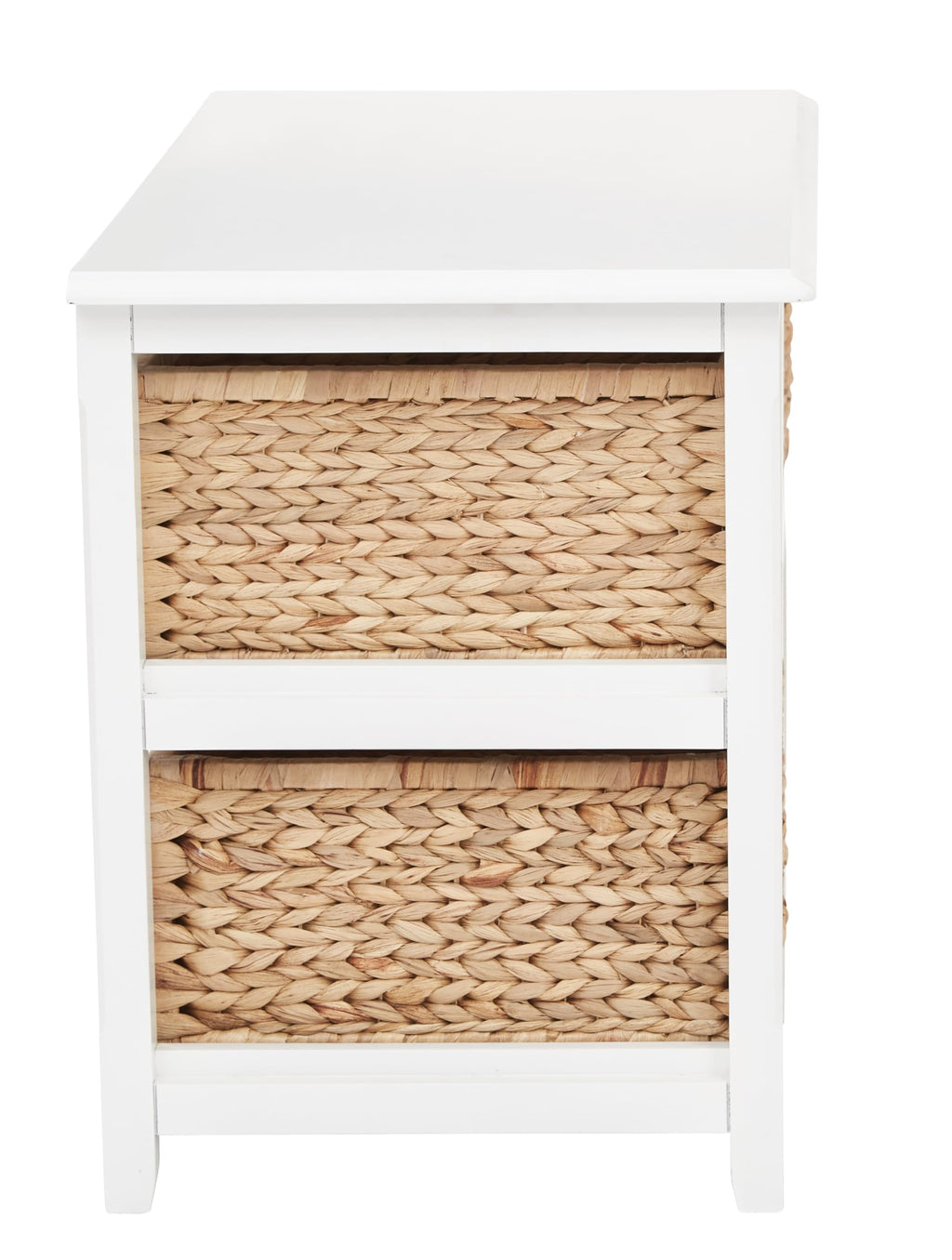 White 2-Tier 4-Drawer Storage Tower with Wood Frame and Baskets H134089