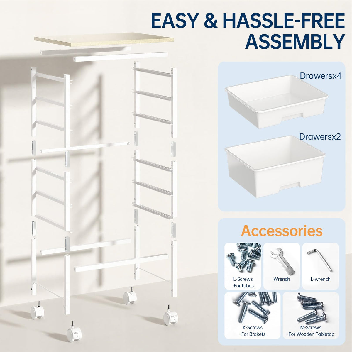 Rolling Storage Cart with 6 Drawers N93158