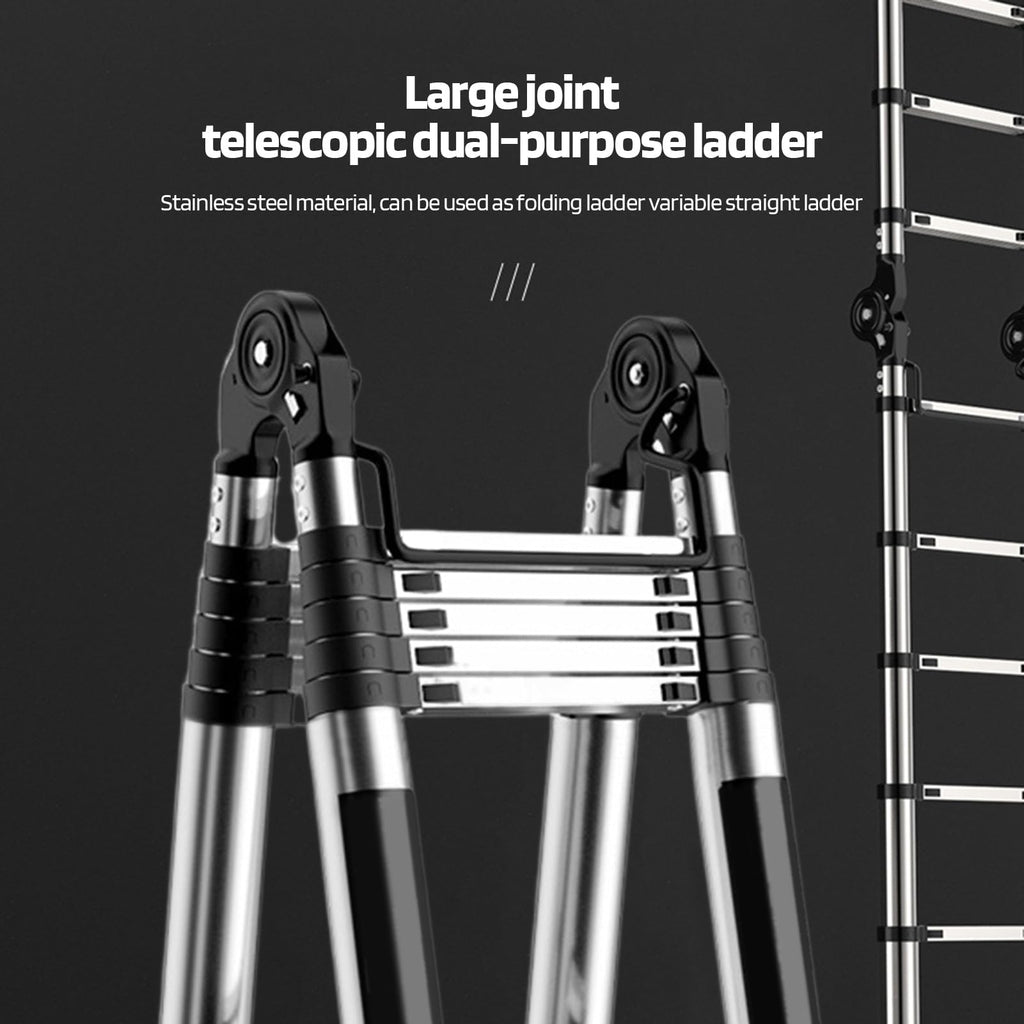 Telescoping Ladder with Locking Mechanism, Heavy Duty Aluminum 330 lbs B5018