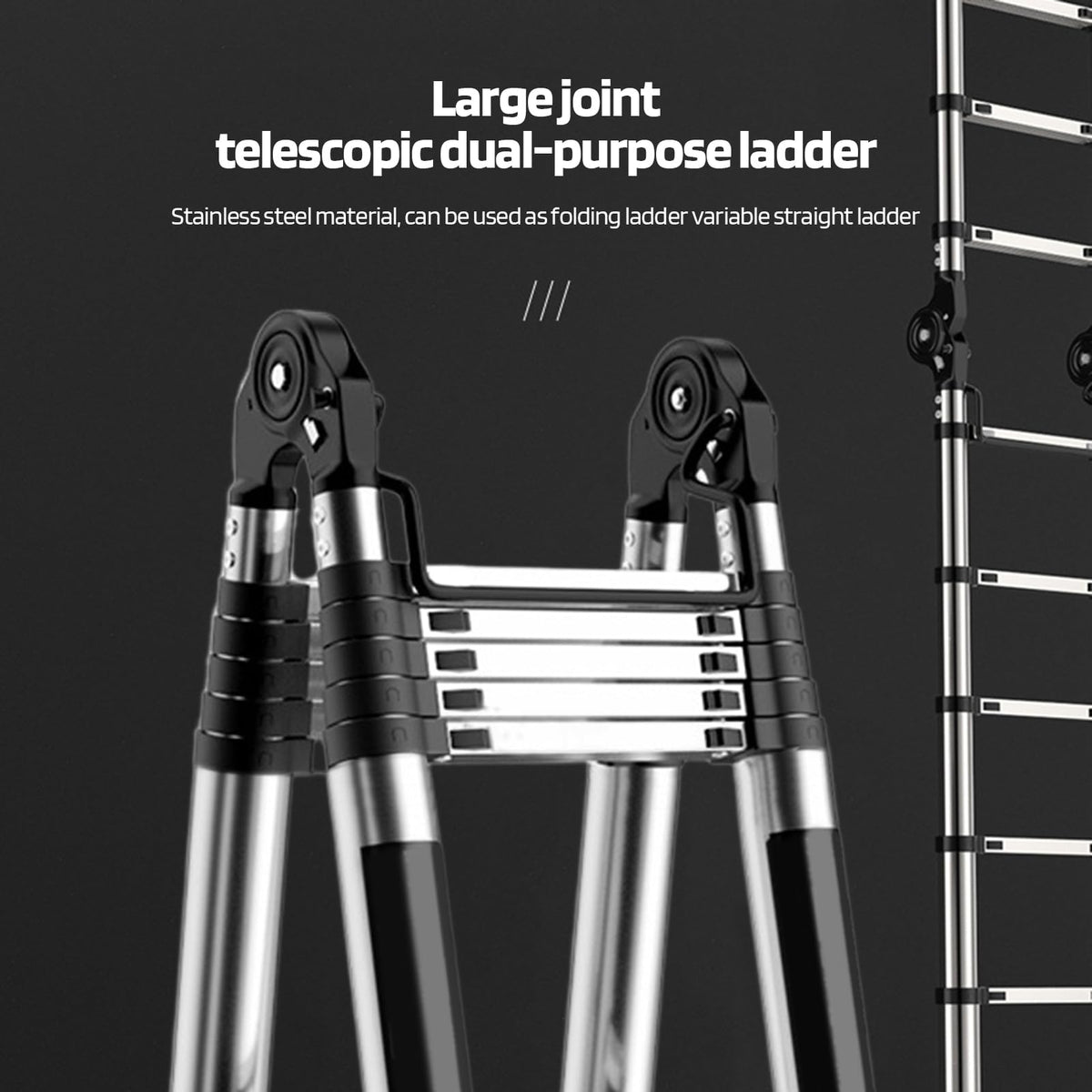 Telescoping Ladder with Locking Mechanism, Heavy Duty Aluminum 330 lbs B5018