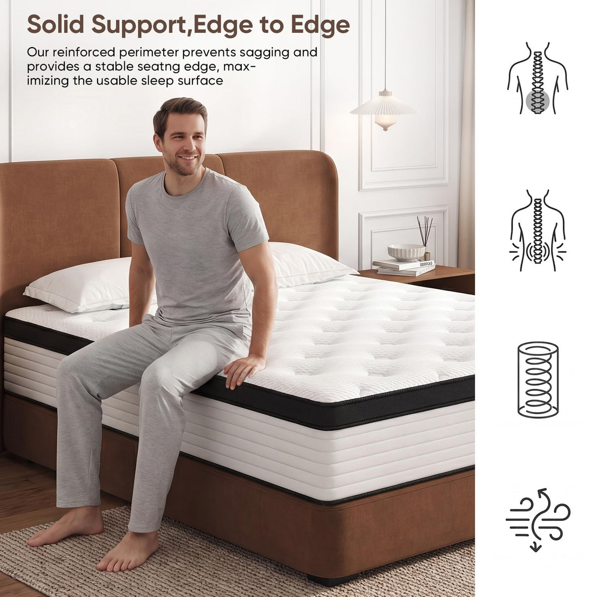 12 Inch Medium Firm Hybrid Memory Foam Mattress L658