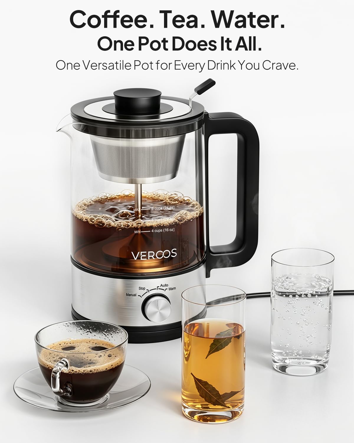 Electric 6-Cup Borosilicate Glass Percolator Coffee Pot I2200