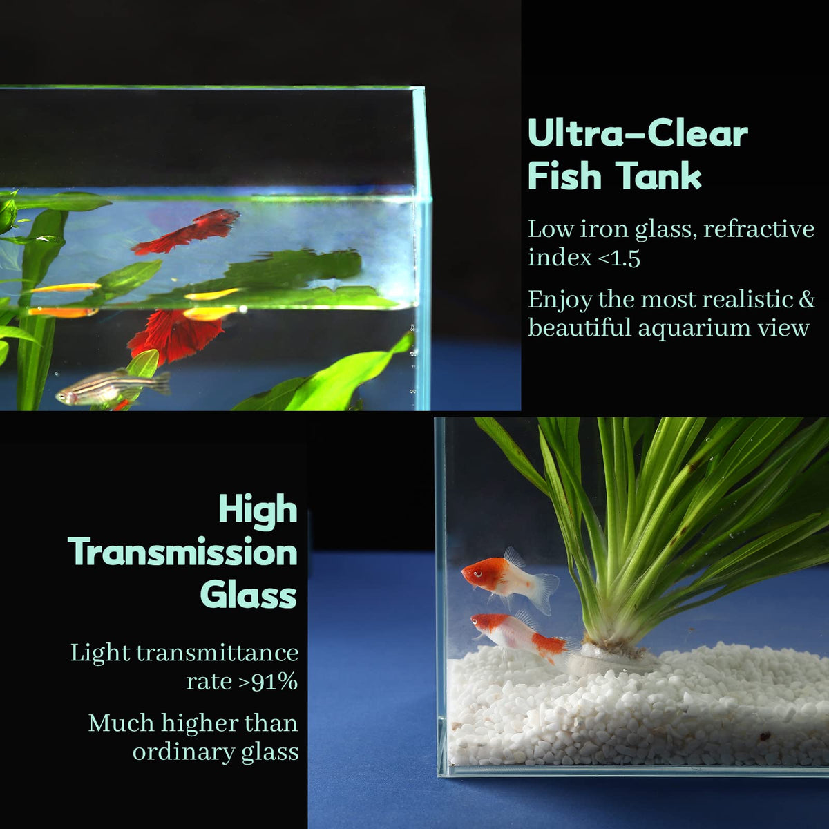 10 Gallon Ultra Clear Rimless Low Iron Glass Fish Tank H451619