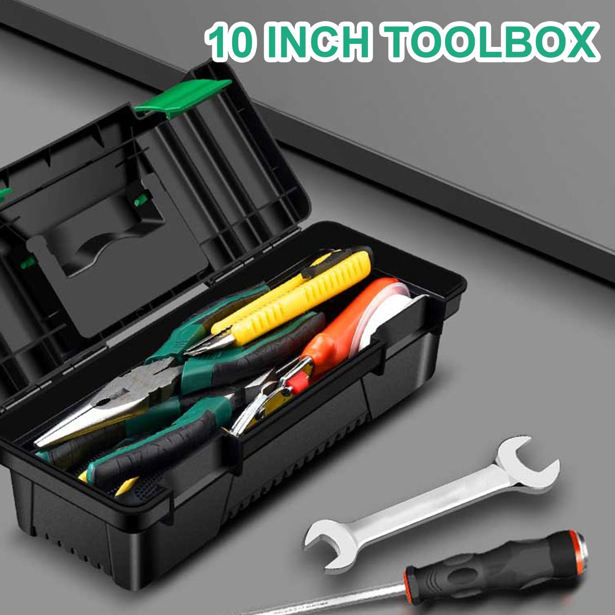 10-inch Plastic Tool Box with Handle and Removable Tray Z43120