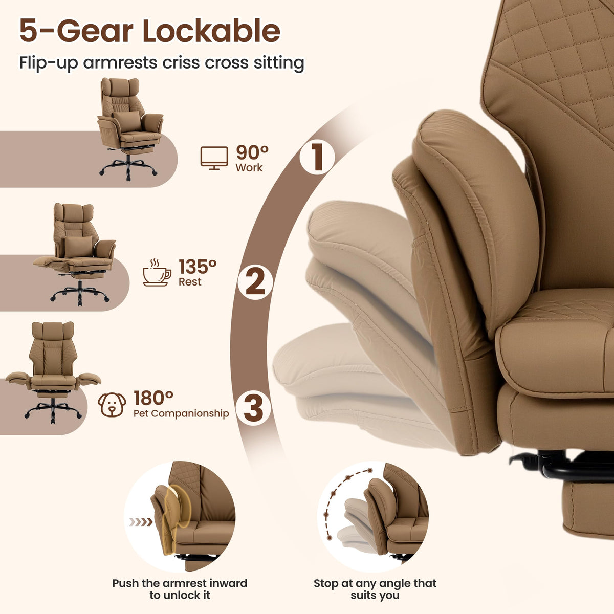 Criss Cross Chair with Flip Armrests L56119
