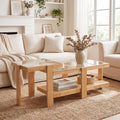 Nesting Coffee Table Set of 2 Rattan Tempered Glass R463976