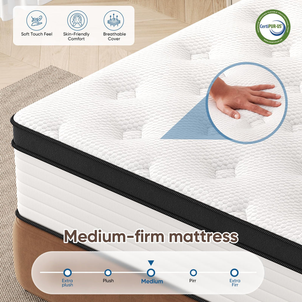 12 Inch Medium Firm Hybrid Memory Foam Mattress L658
