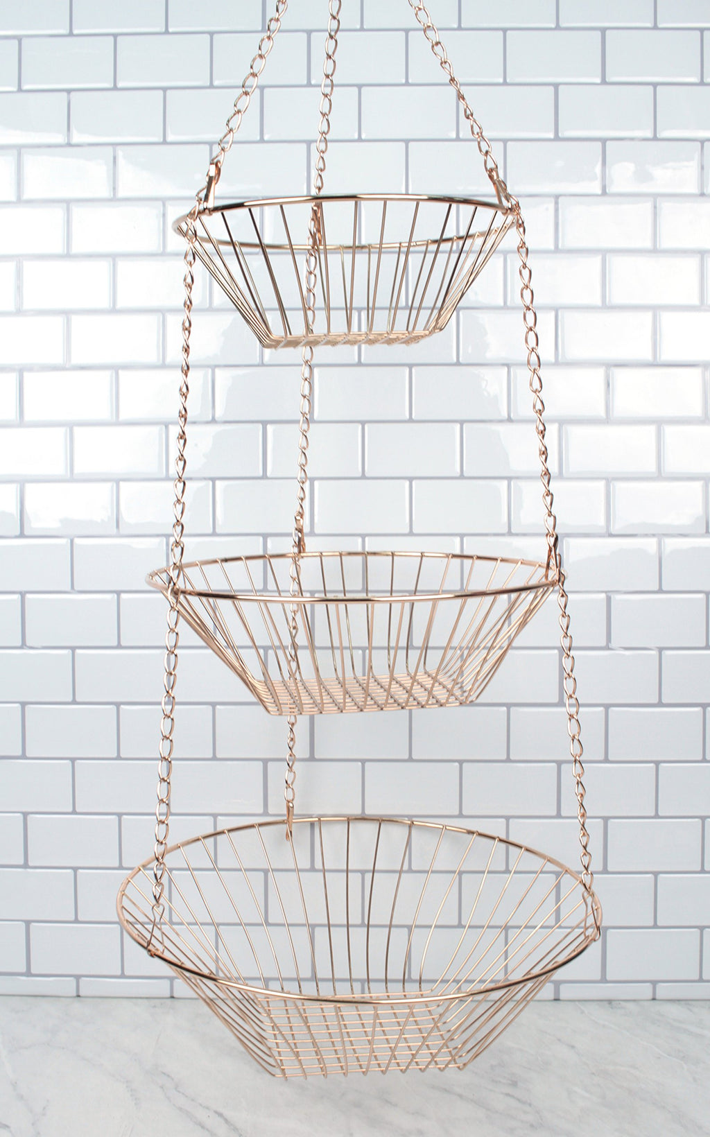 3-Tier Copper Wire Hanging Baskets F124