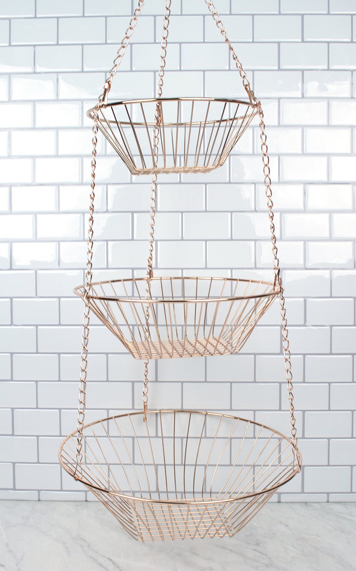 3-Tier Copper Wire Hanging Baskets F124