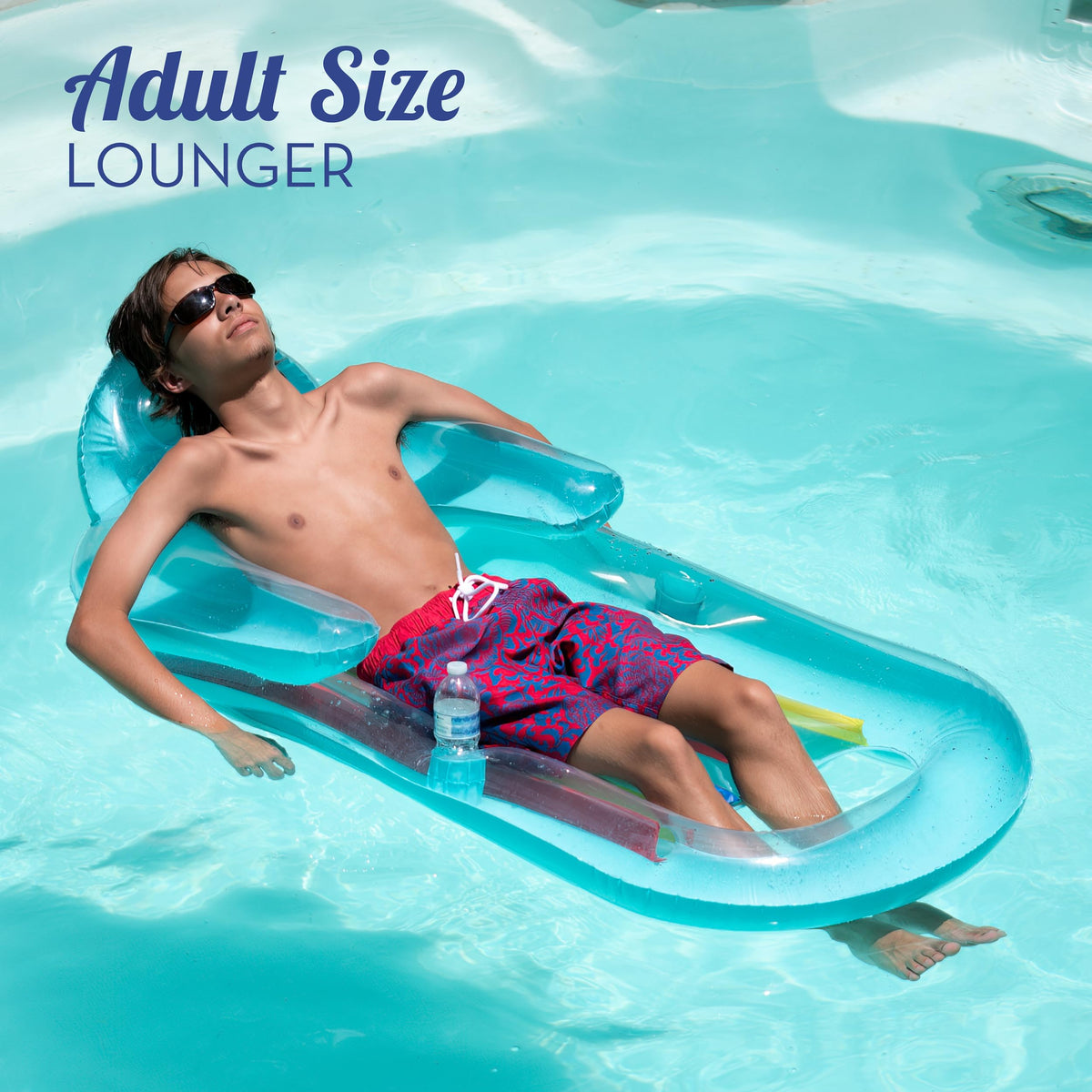 Adult Size Pool Floats Lounger with Cup Holder 2 Pack K936449