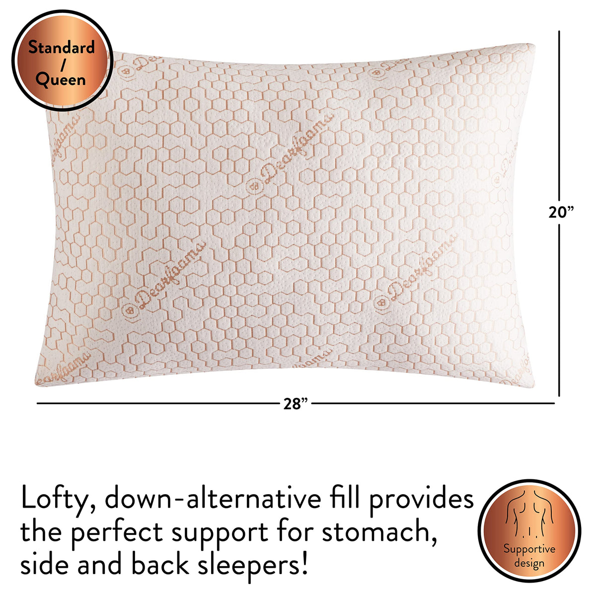 Down Alternative Pillows Set of 2 Standard Queen Size B7484