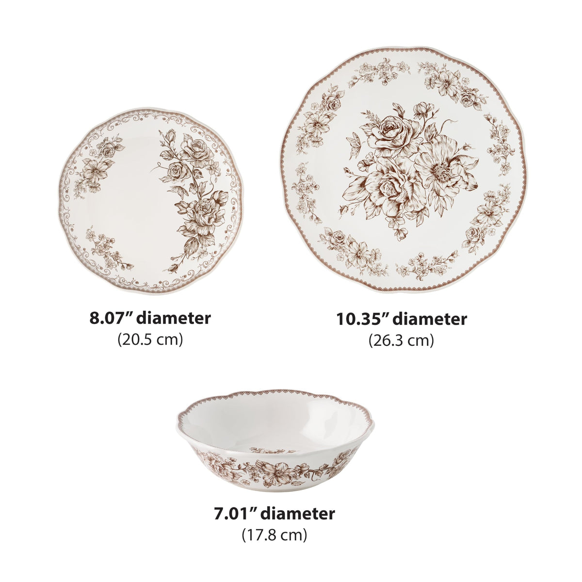 12 Piece Green Floral Stoneware Dinnerware Set G8229