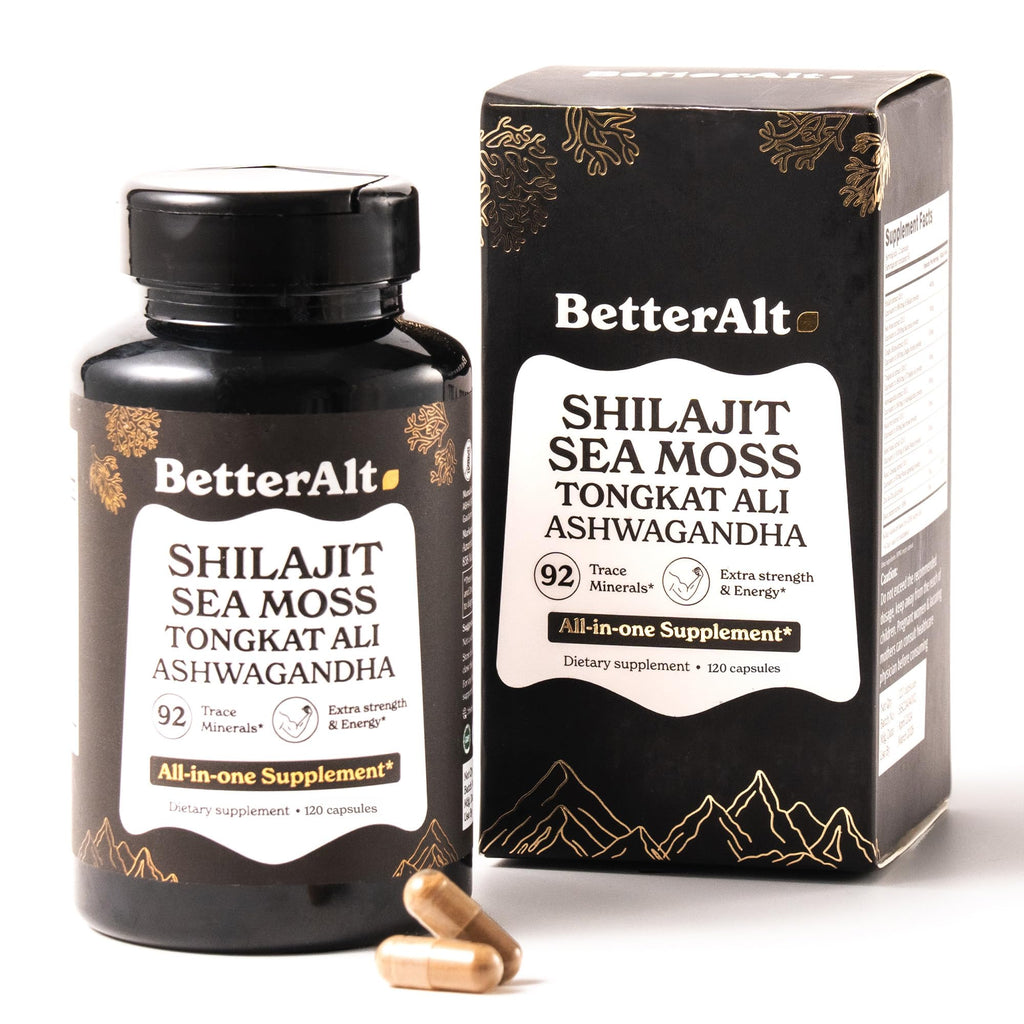Shilajit Maca Root Ginkgo Biloba Sea Moss Ashwagandha Tongkat Ali Panax Ginseng Safed Musli & Zinc 20 Capsules Supplement L300083