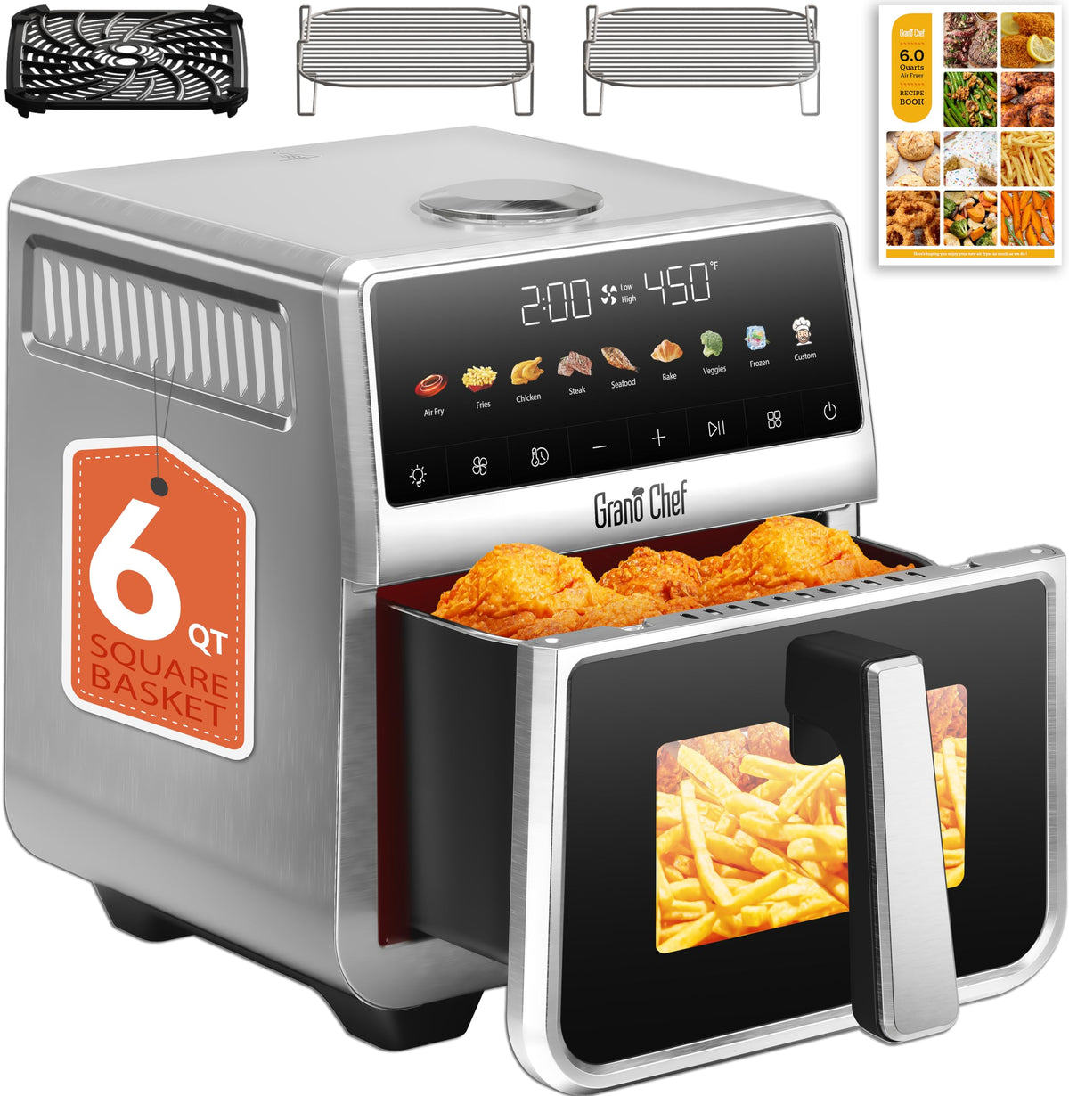 6Qt Stainless Steel Air Fryer A142