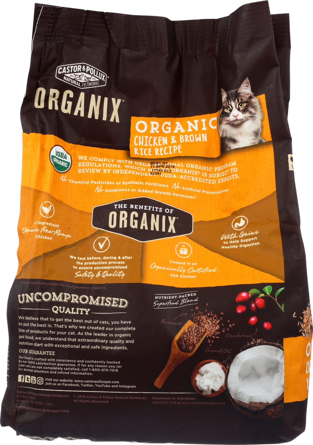 Organic Chicken & Brown Rice Recipe Dry Cat Food 3 lb. Bag W979216