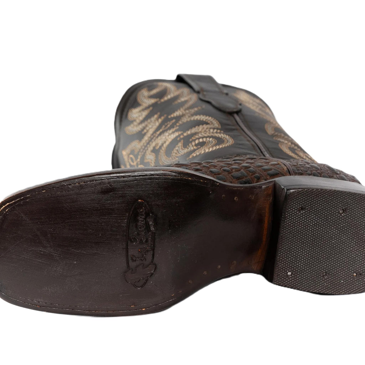 Brown Caiman Crocodile Print Leather Cowboy Boots N65075