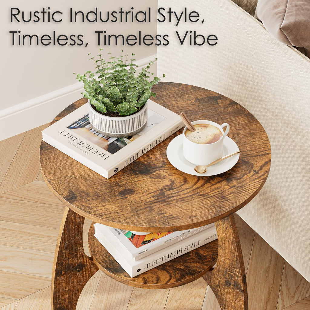 2-Tier Round Wood Side Table E832