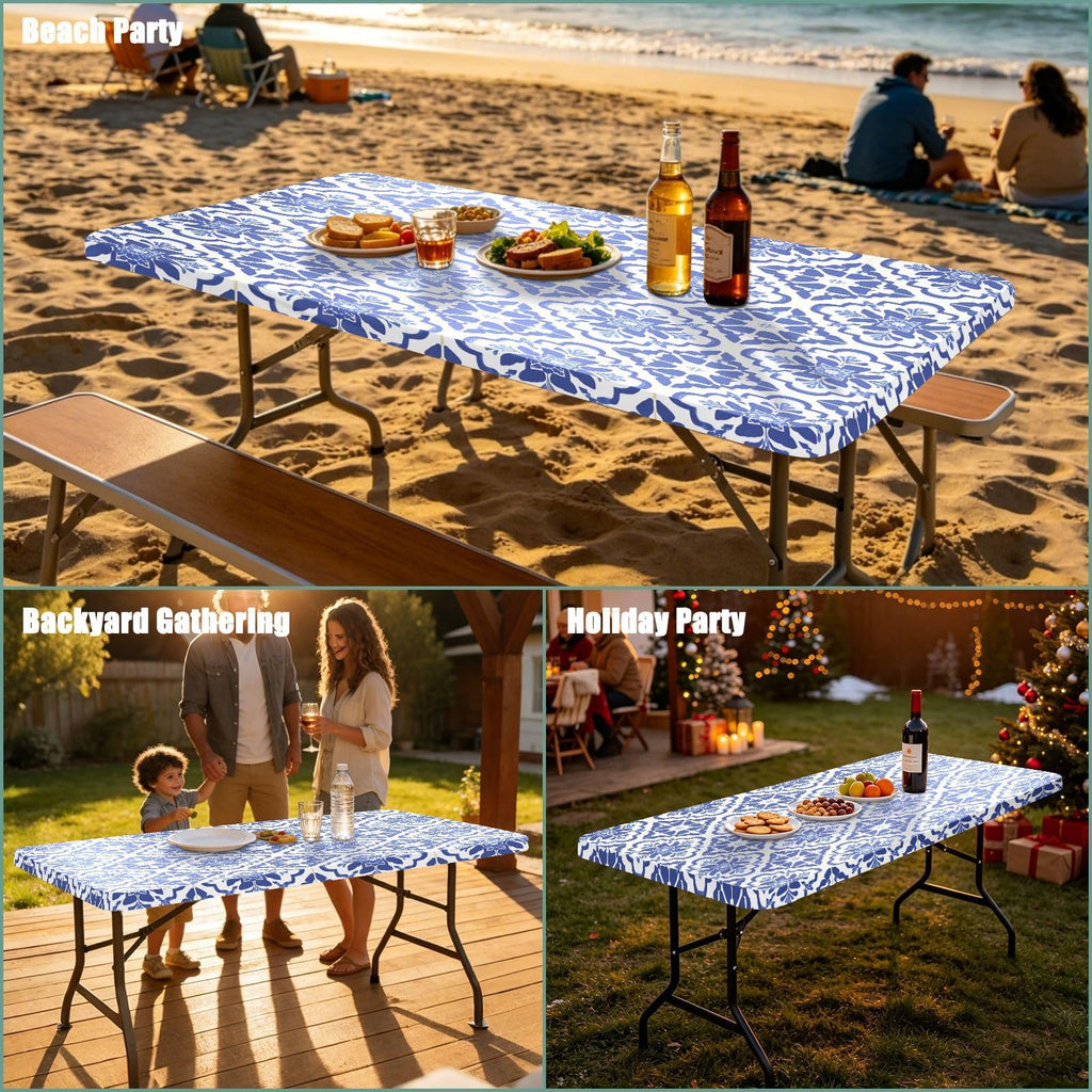 6 Ft Rectangle Water Resistant Tablecloth P2199