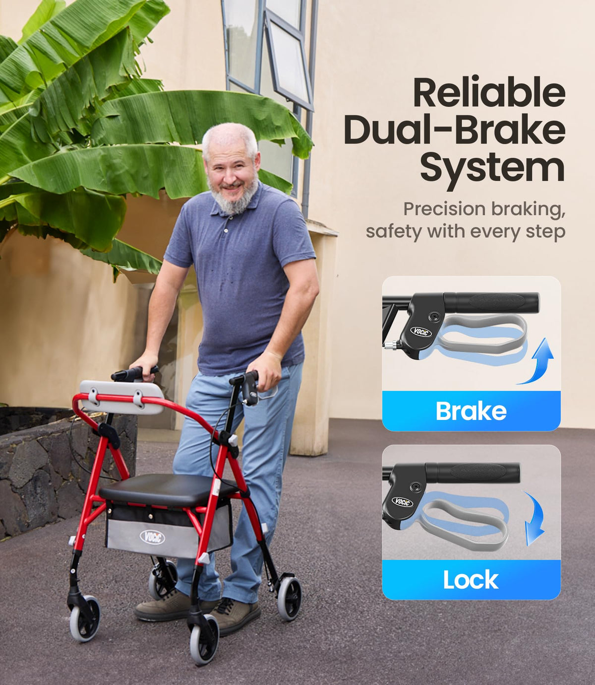 Foldable Rollator Walker with Seat H737448
