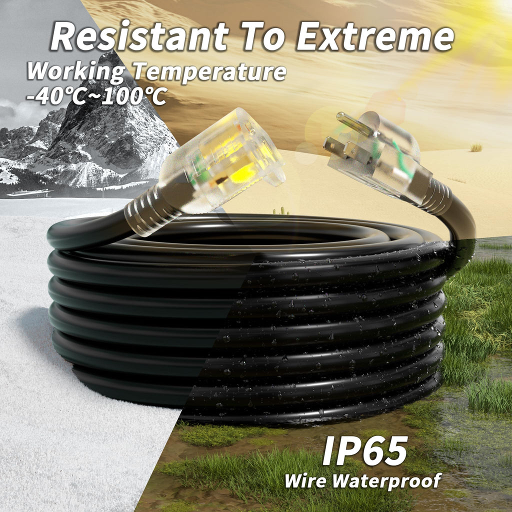 100ft 10 Gauge Waterproof Outdoor Extension Cord Black I23231
