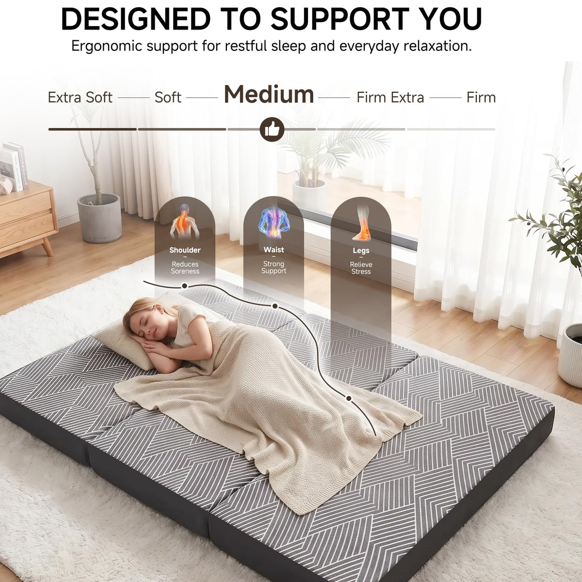 Memory Foam Tri Folding Mattress Twin Size 4 Inch T8524