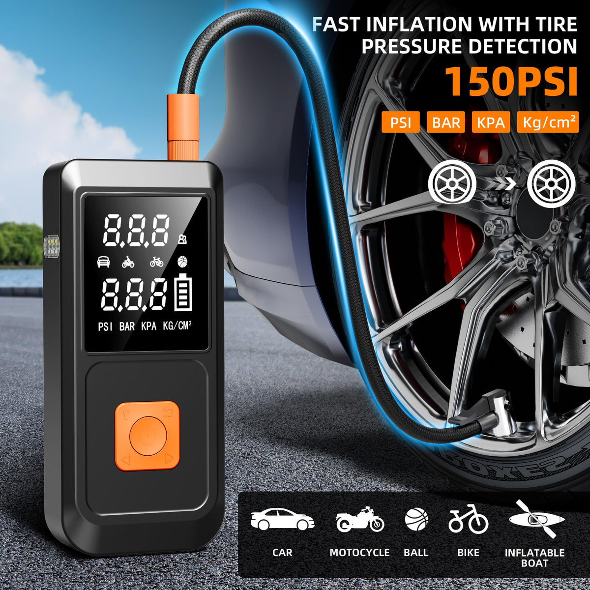 Car Battery Jump Starter with Air Compressor 4000A 150PSI 20000mAh F2924