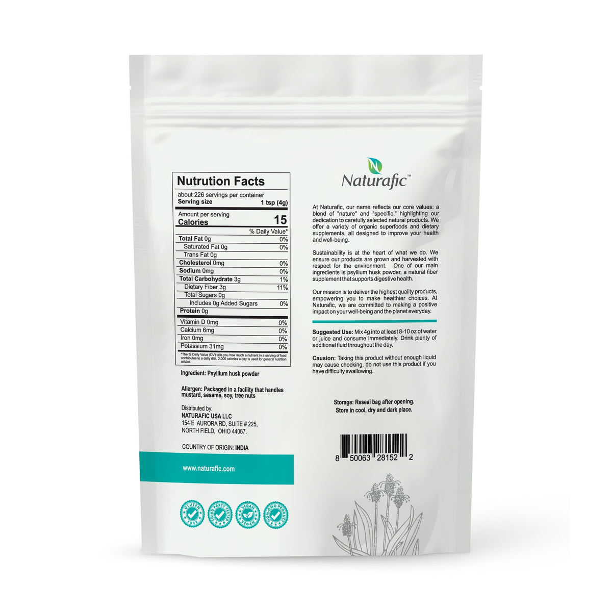 Unflavored Psyllium Husk Powder 32oz B21853