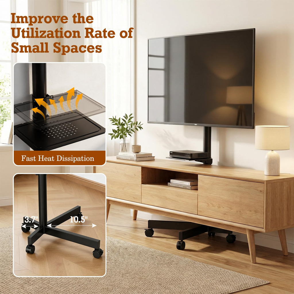 Rolling TV Stand with Wheels for 23-60 Inch Flat Curved TVs Y374