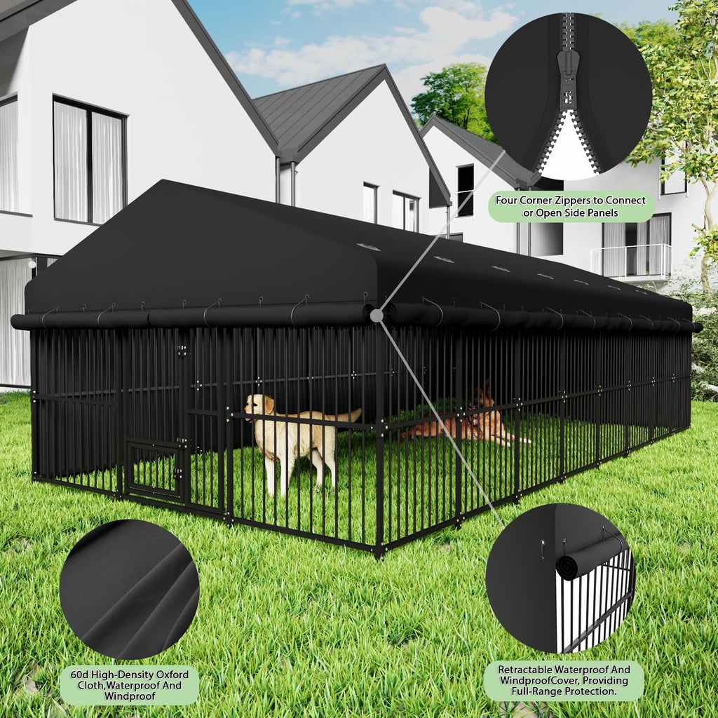 10x20x6.5 FT Heavy-Duty Metal Outdoor Dog Kennel D707
