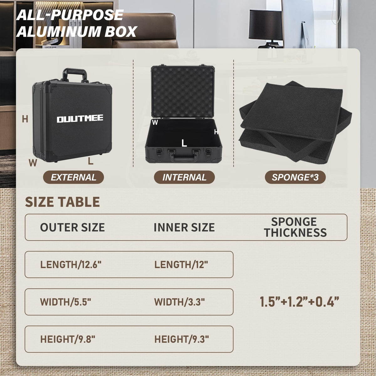 12 Inch Hard Shell Carrying Case with Pre-Diced Foam Y5296