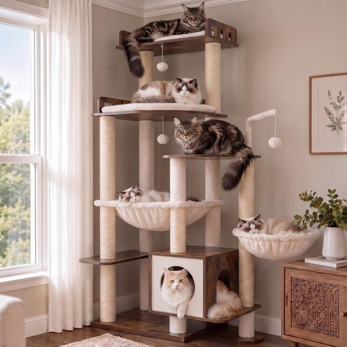 70.5" Wood Tall Cat Tree B8387