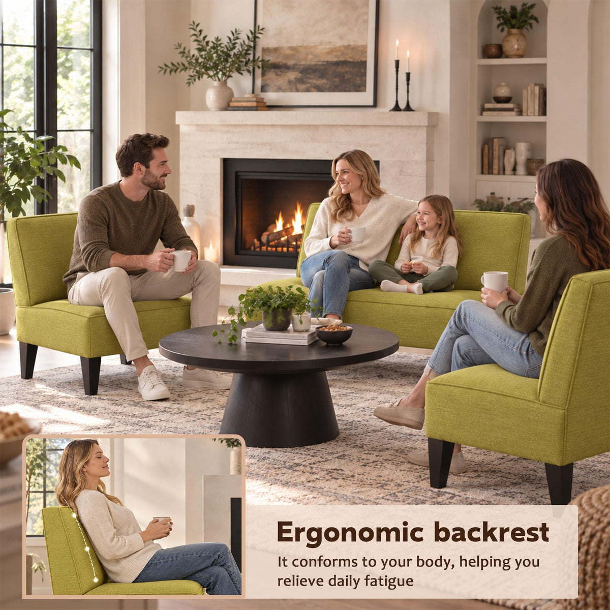 Green Upholstered Accent Chair Set of 2 T590238
