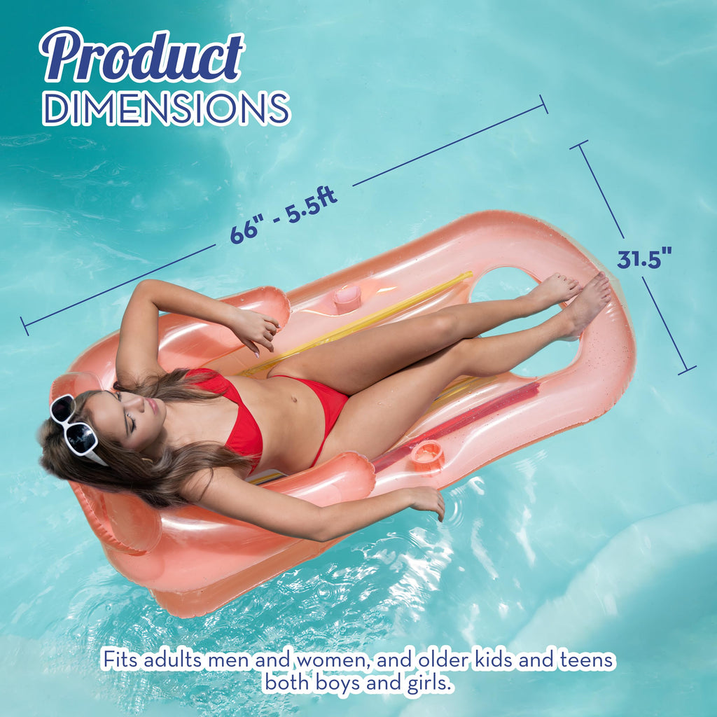Adult Size Pool Floats Lounger with Cup Holder 2 Pack K936449